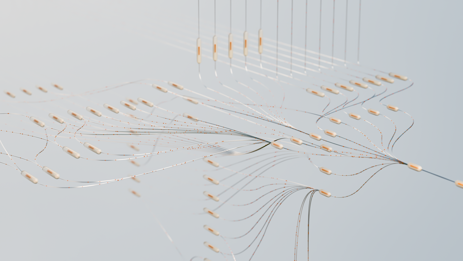 Visualisierung eines neuronalen Netzes als Symbol für KI-Integration in Geschäftsprozesse.
